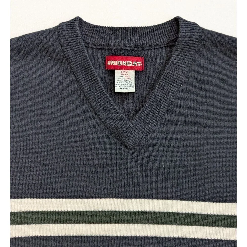 Vintage Y2K 90's Union Bay Navy Sweater Vest Teen Size 14/16